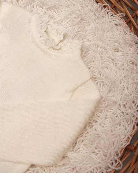 Body neonata merletti in pura lana merino