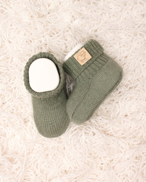 Scarpine neonato unisex in pura lana merino ultrafine