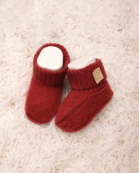 Scarpine neonato unisex in pura lana merino ultrafine