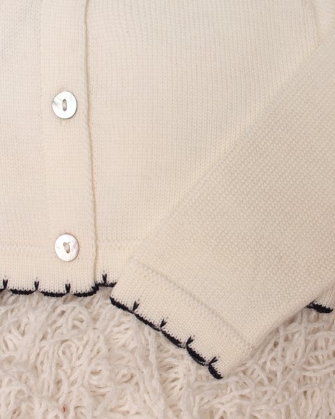 Coprispalle neonata merletti in pura lana merino