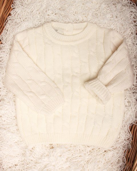 Maglioncino neonati trecce in pura lana merino ultrafine