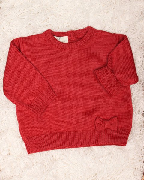Maglia neonata fiocco in pura lana merino