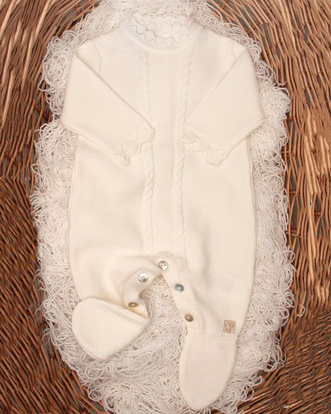 Tutina neonata con piede in pura lana merino
