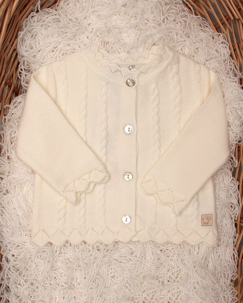 Giacca neonata trecce in pura lana merino