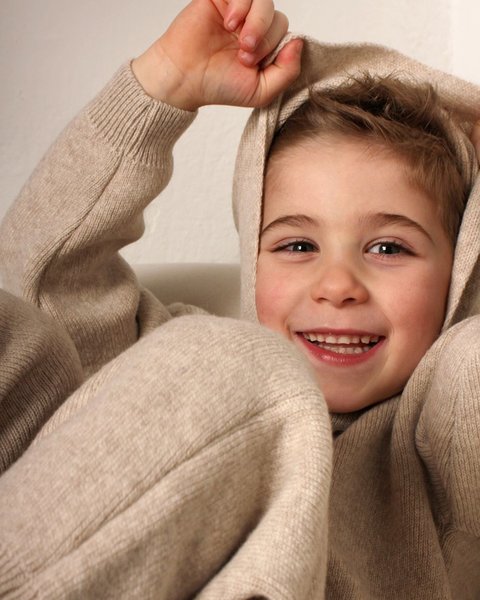 Felpa in maglia bimbi in pura lana merino ultrafine