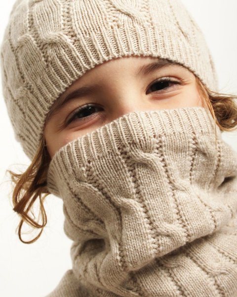 Scaldacollo trecce bimbi in pura lana merino ultrafine