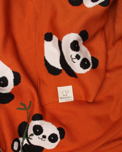 Coperta culla panda in pura lana merino