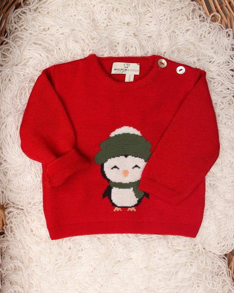 Maglia neonati natale in pura lana merino