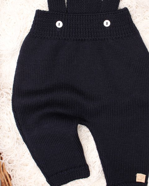 Pantalone neonato bretelle in pura lana merino