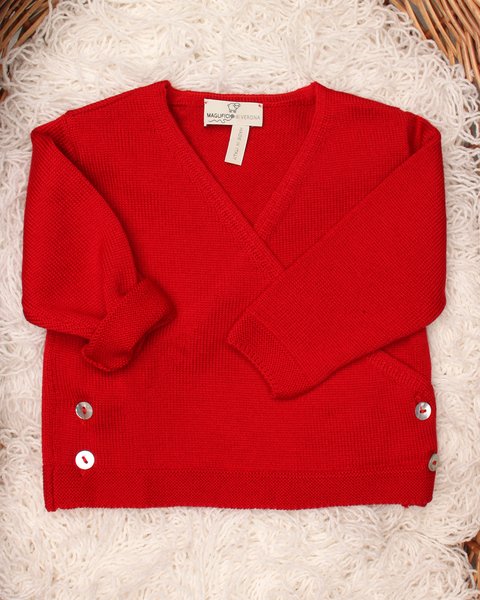 Cardigan incrociato neonati in pura lana merino