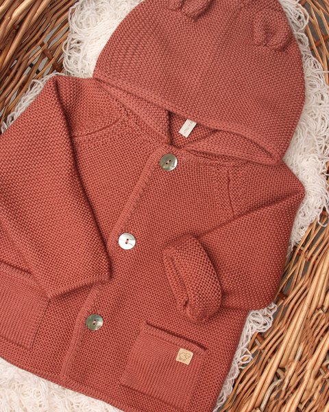 Cappottino orecchie neonati in pura lana merino