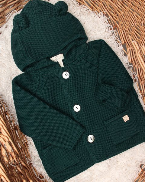 Cappottino orecchie neonati in pura lana merino