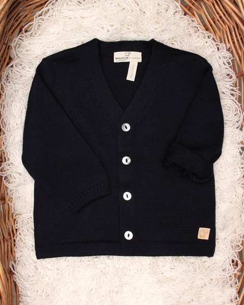 Cardigan neonato v in pura lana merino