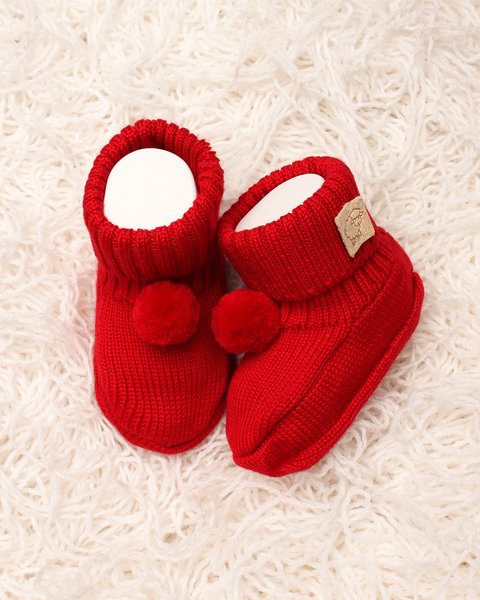 Scarpine per neonati pon pon in pura lana merino