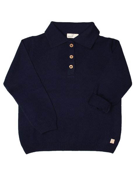 Polo in maglia ragazzo in pura lana merino ultrafine