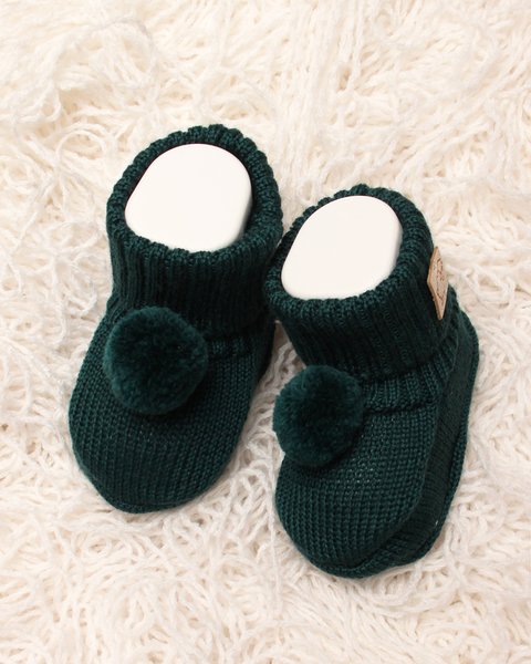 Scarpine per neonati pon pon in pura lana merino