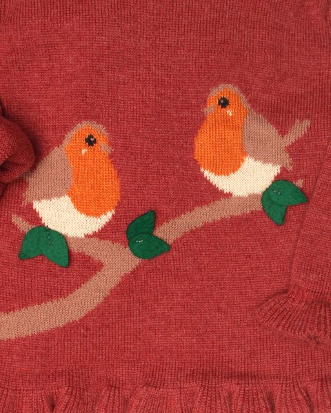 Maglia neonata pettirosso in pura lana merino ultrafine
