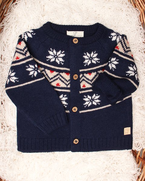 Giacchina neonato unisex jacquard in pura lana merino ultrafine