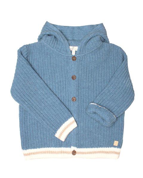 Giacca cappuccio riga bimbi in pura lana merino ultrafine