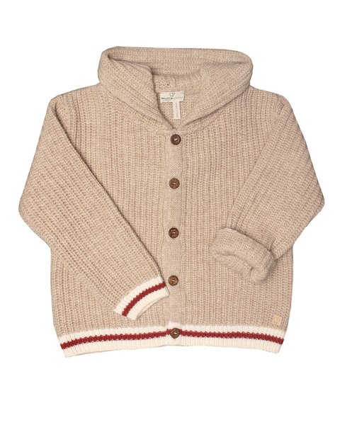 Giacca cappuccio riga bimbi in pura lana merino ultrafine