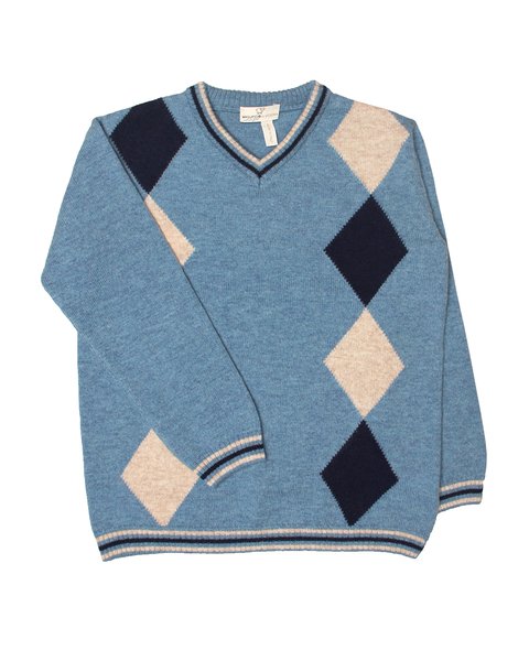 Maglia bambino rombi in pura lana merino ultrafine