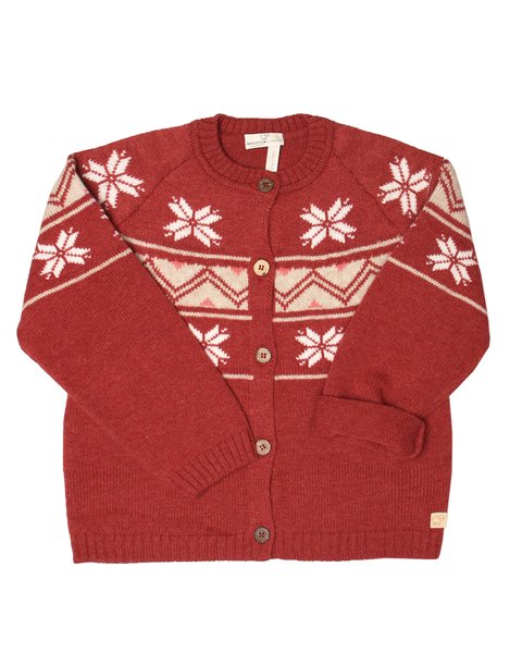 Cardigan jacquard in pura lana merino ultrafine bimbi