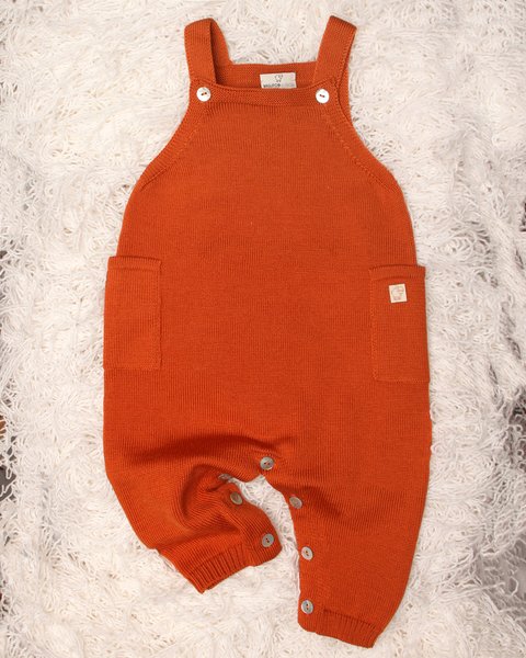Salopette neonato taschine in pura lana merino