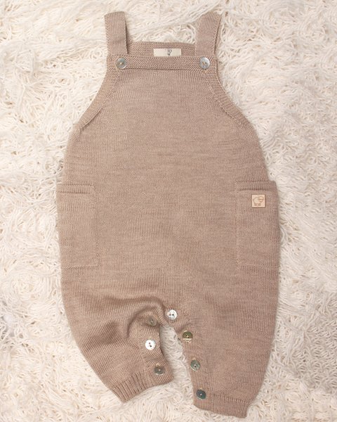Salopette neonato taschine in pura lana merino