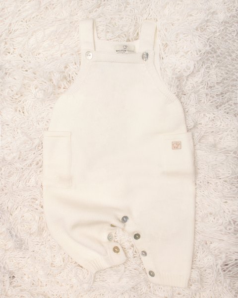 Salopette neonato taschine in pura lana merino
