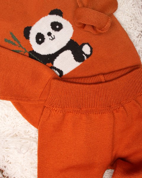 Completo neonati panda in pura lana merino
