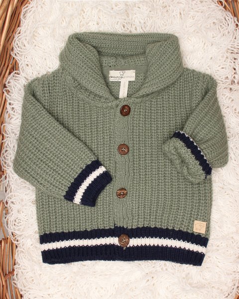 Giacca cappuccio riga neonati in pura lana merino ultrafine