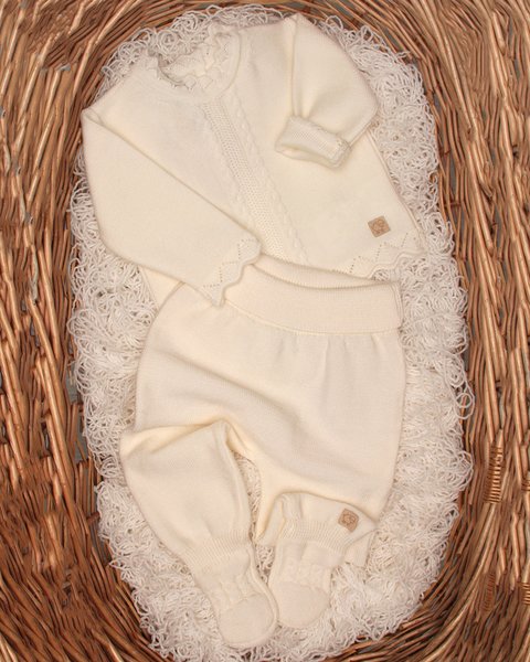 Completo neonata con piede in pura lana merino