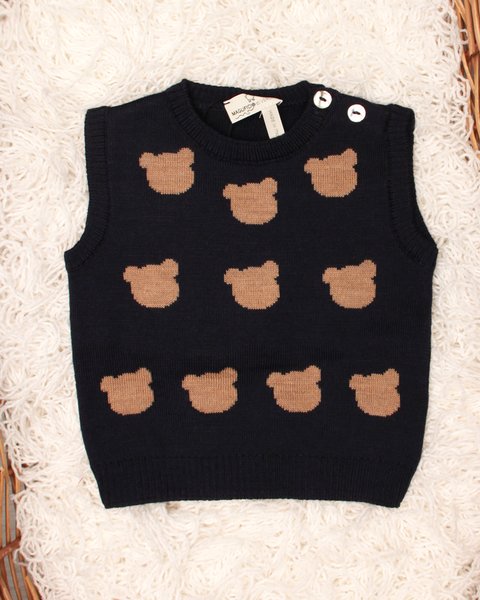 Gilet neonato teddy in pura lana merino