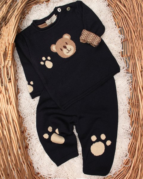 Completo neonati teddy in pura lana merino