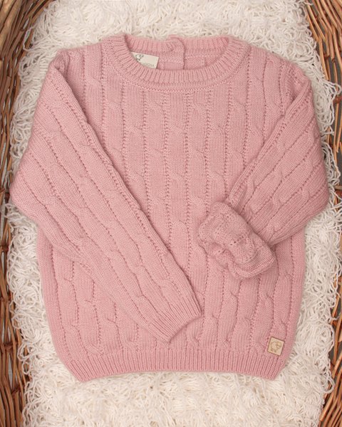 Maglioncino neonati trecce in pura lana merino ultrafine