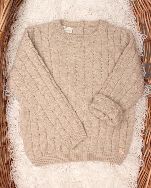 Maglioncino neonati trecce in pura lana merino ultrafine