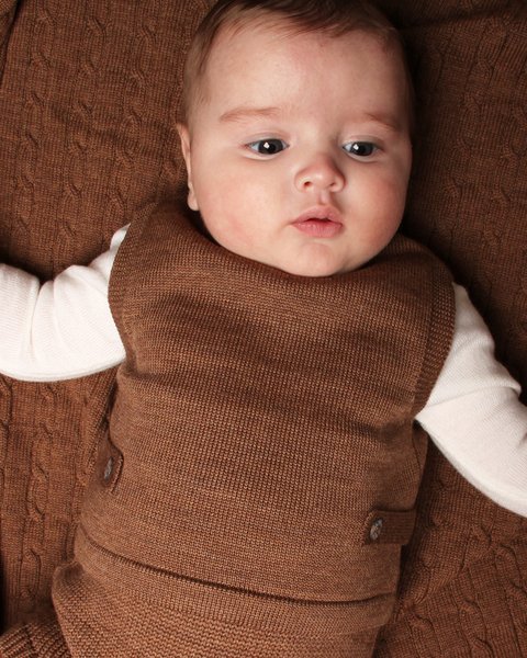 Gilet neonato bottoni in pura lana merino