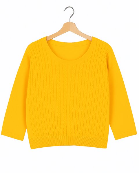 Girocollo manica 3/4 trecce in puro cotone donna