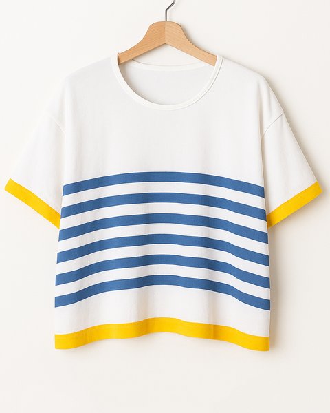 Maglia manica corta rigata over in puro cotone donna