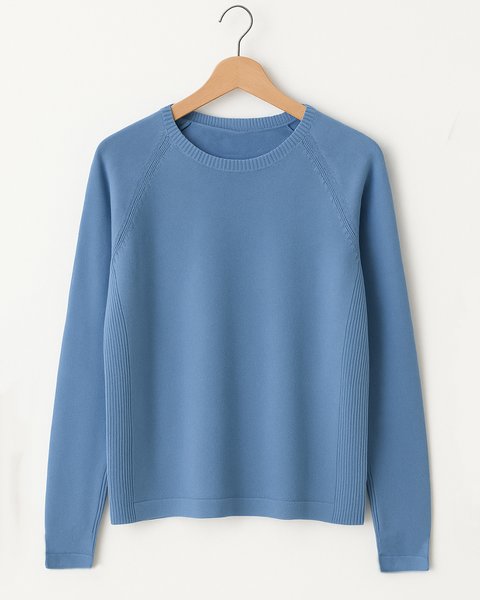 Maglia girocollo donna coste in puro cotone bio