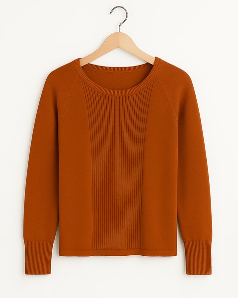 Maglia girocollo coste in puro cotone bio donna