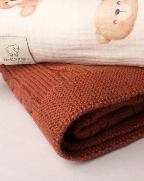 Set copertina lana cotta e mussola cotone