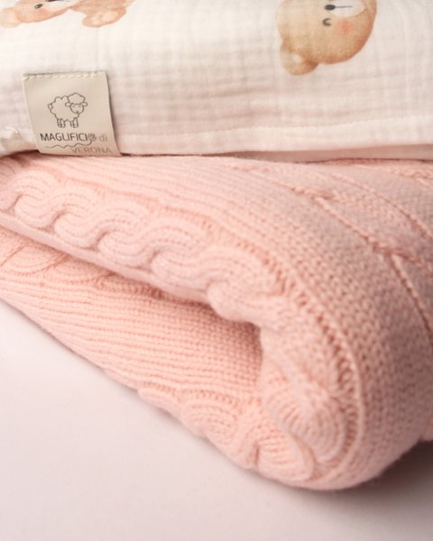 Set copertina lana cotta e mussola cotone