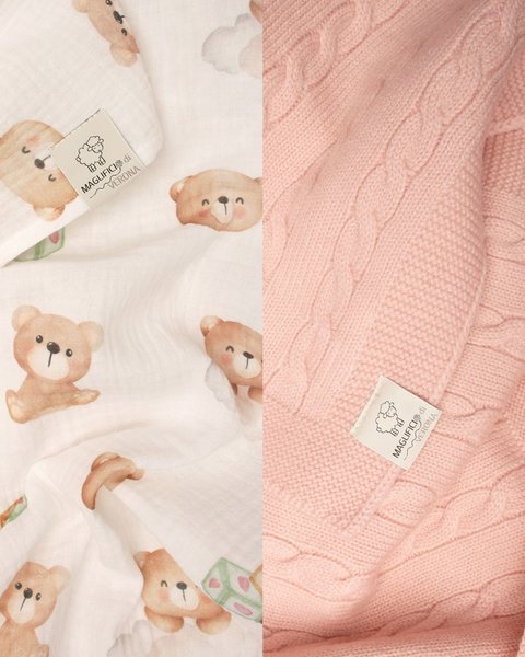 Set copertina lana cotta e mussola cotone
