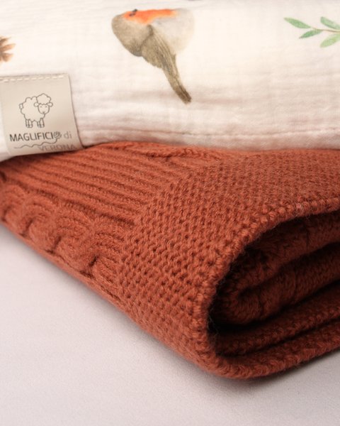 Set copertina lana cotta e mussola cotone