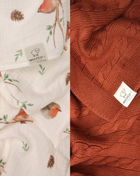 Set copertina lana cotta e mussola cotone