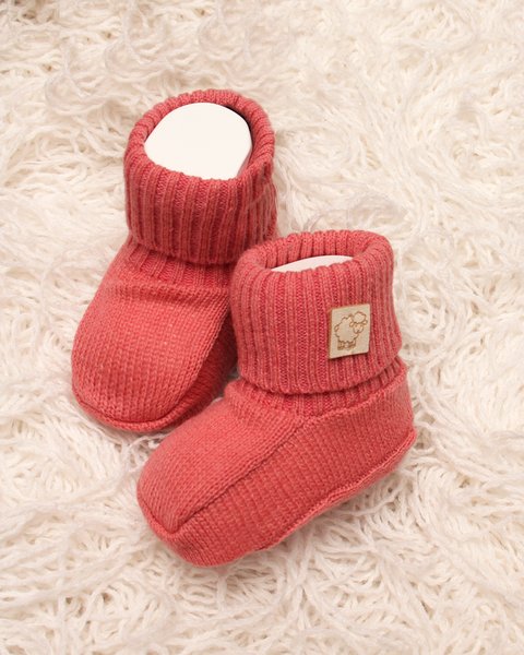 Scarpine neonato unisex in pura lana merino ultrafine