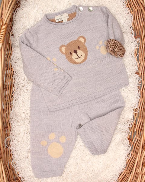 Completo neonati teddy in pura lana merino