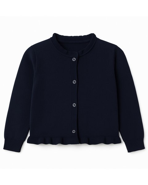 Cardigan volant in puro cotone bio per bambina