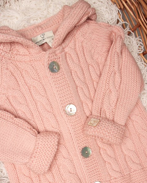 Cappottino lana bimbo a trecce in lana merinos